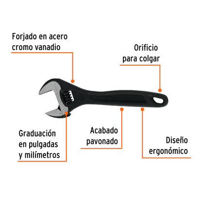 Llave ajustable (perico) 8' profesional pavonada, Expert PET-8 15501 MM00