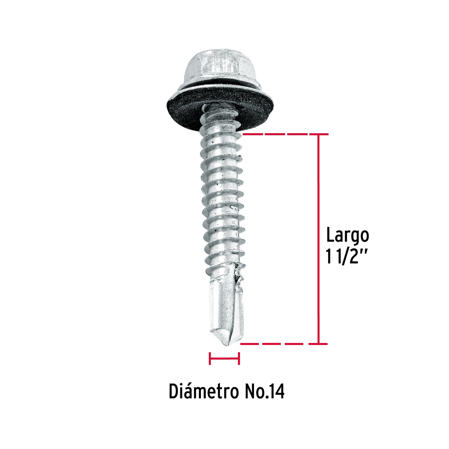 Bolsa con 50 pijas 1-1/2' hexagonal, punta broca con rondana PIBR-1-1/2R 44408 MM00