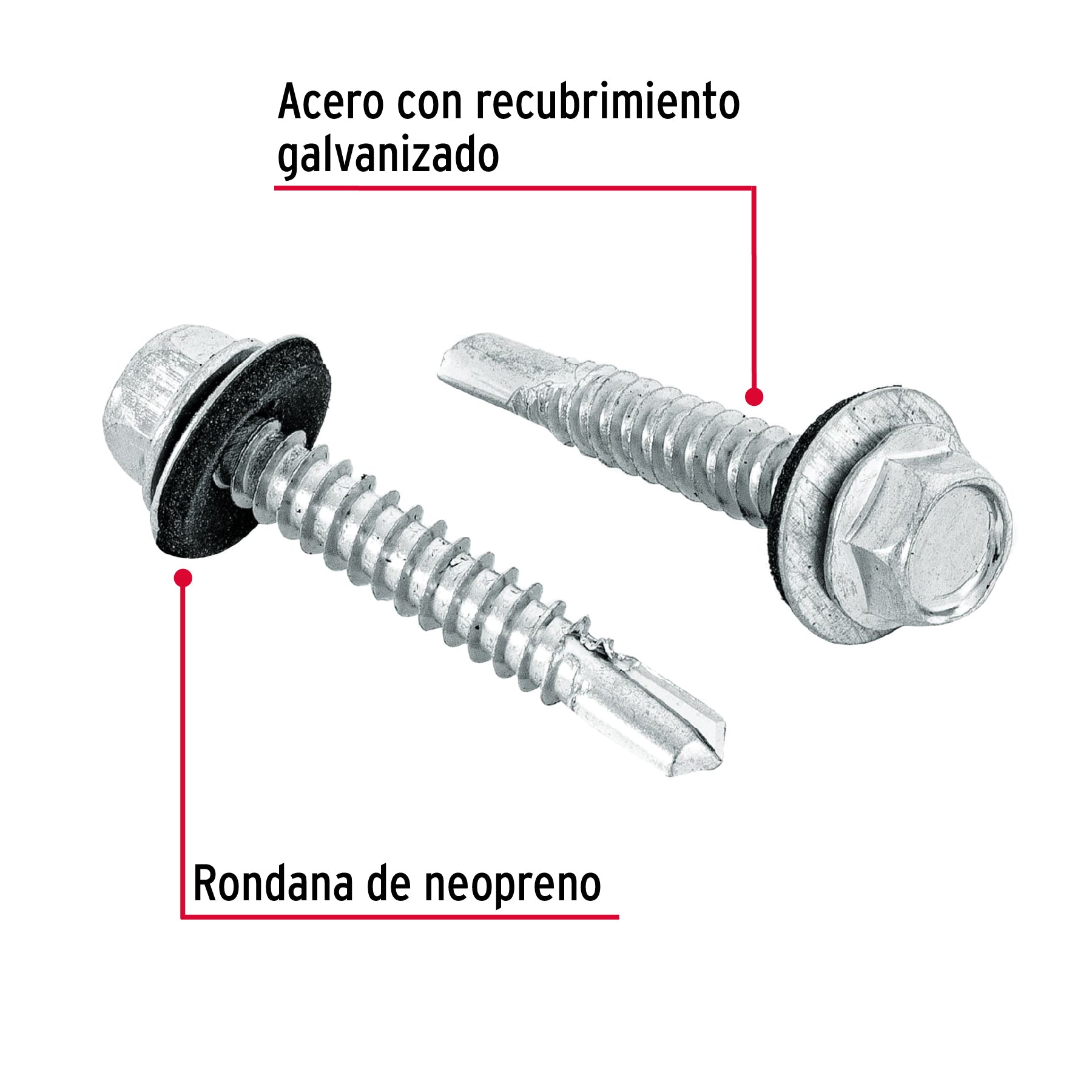 Bolsa con 50 pijas 1-1/2' hexagonal, punta broca con rondana PIBR-1-1/2R 44408 MM00