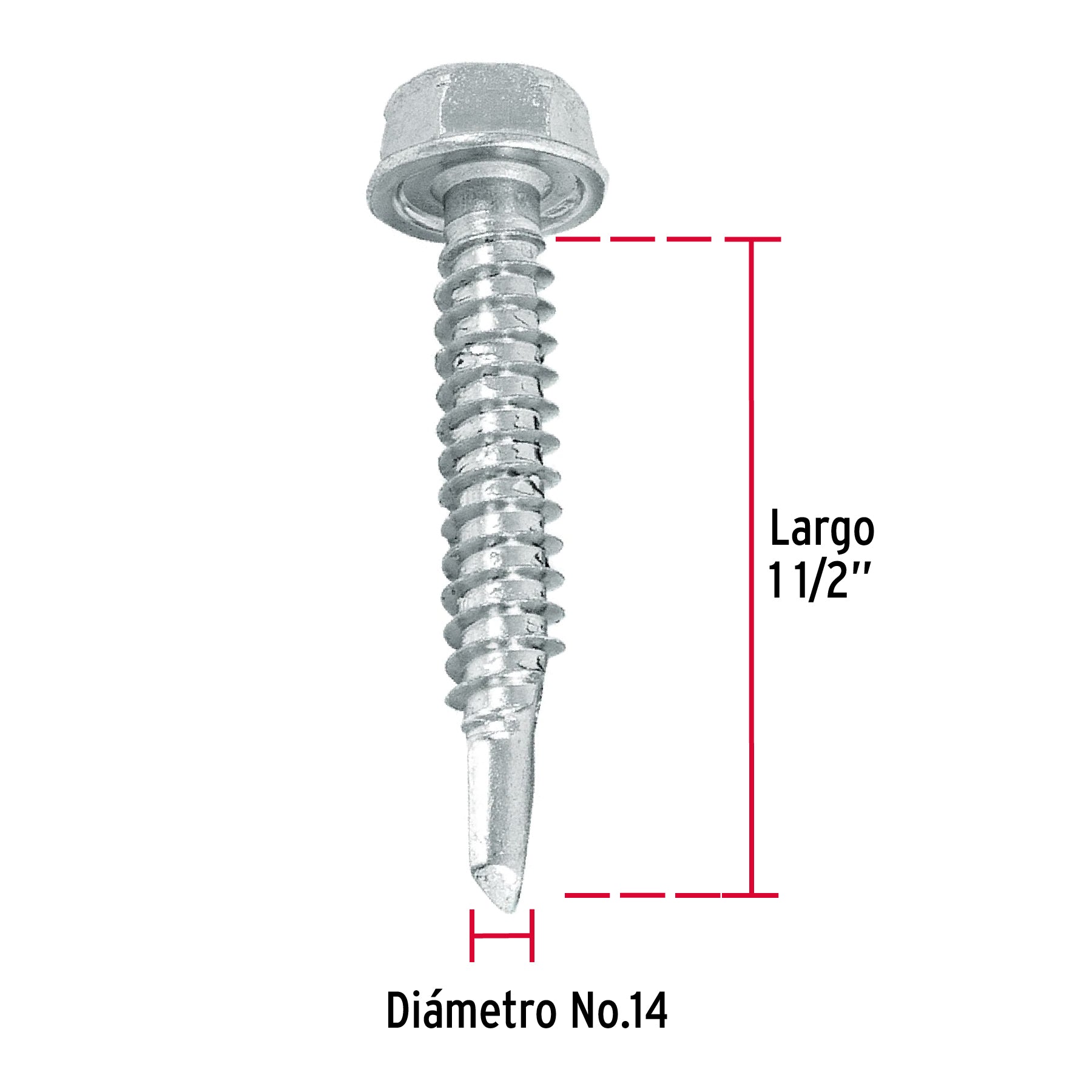 Bolsa con 50 pijas 1-1/2' cabeza hexagonal, punta de broca PIBR-1-1/2 44403 MM00