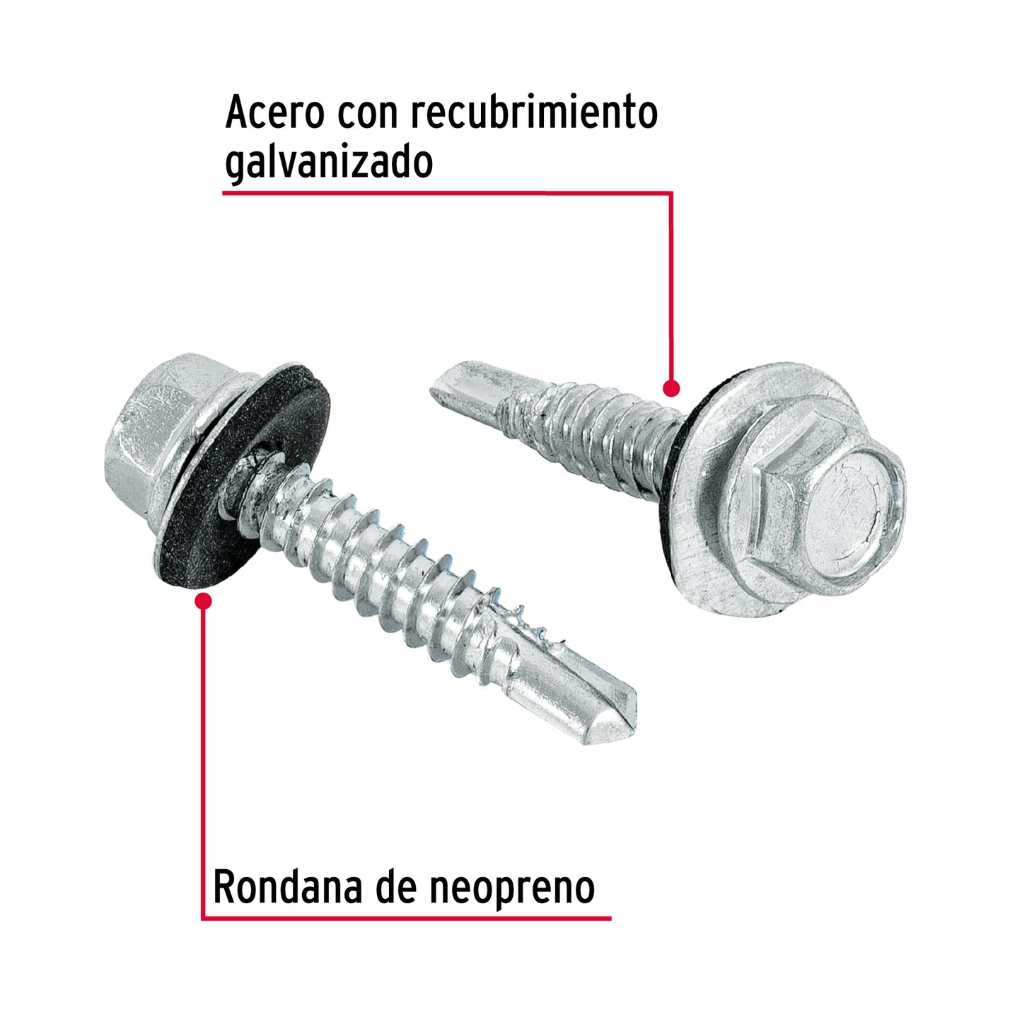 Bolsa con 50 pijas 1-1/4' hexagonal, punta broca con rondana PIBR-1-1/4R 44407 MM00