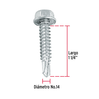 Bolsa con 50 pijas 1-1/4' cabeza hexagonal, punta de broca PIBR-1-1/4 44402 MM00