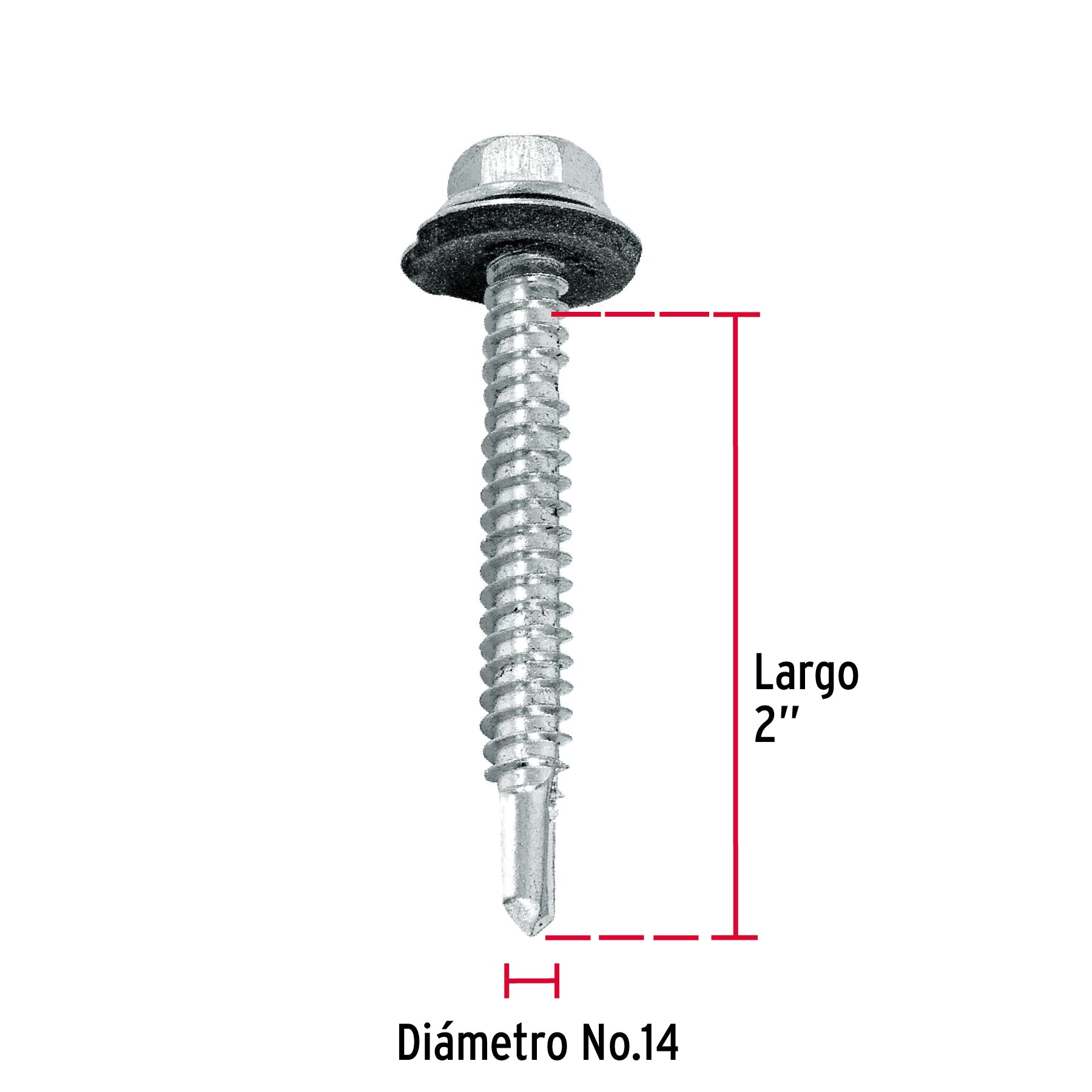 Bolsa con 50 pijas 2' hexagonal, punta broca con rondana PIBR-2R 44409 MM00