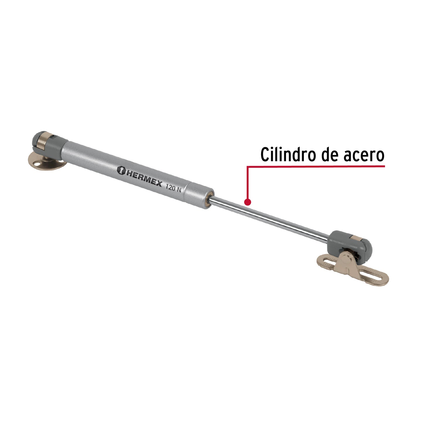 Pistón a gas con capacidad de 120 N / 12 kg, Hermex PIGA-120 42004 MM0