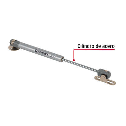 Pistón a gas con capacidad de 120 N / 12 kg, Hermex PIGA-120 42004 MM0