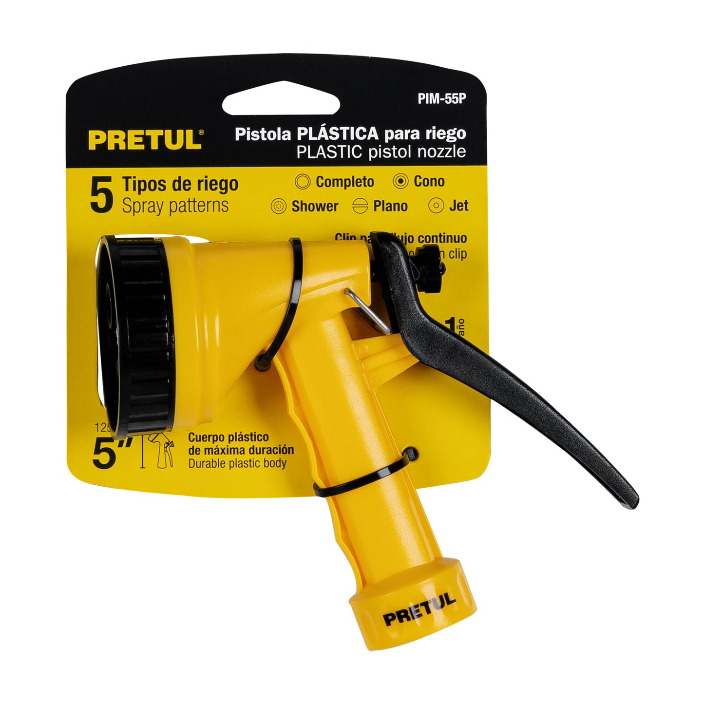 Pistola para riego de 5 funciones plástica, Pretul PIM-55P 22765 MM00