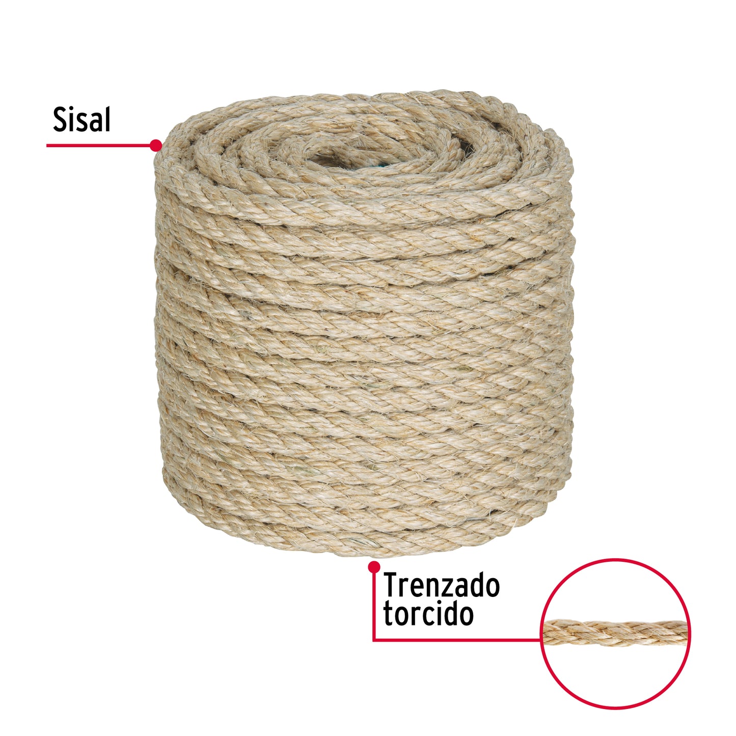 Piola de Sisal de 10 mm x 30 m natural, Fiero PIO-1030S 45660 MM00