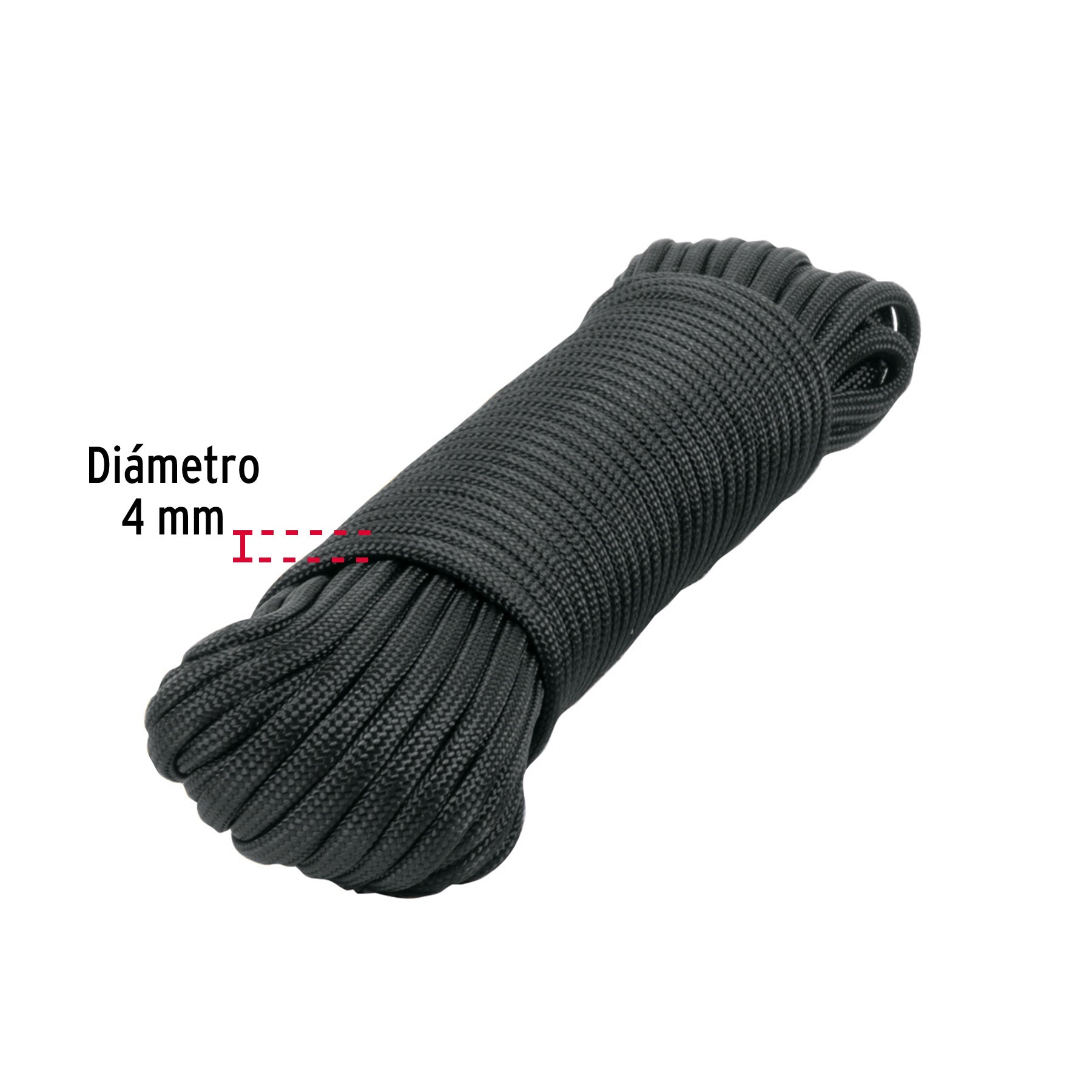 Piola de Nylon Paracord de 4mm x 15 m, negro, Fiero PIO-415NN 49703 MM00