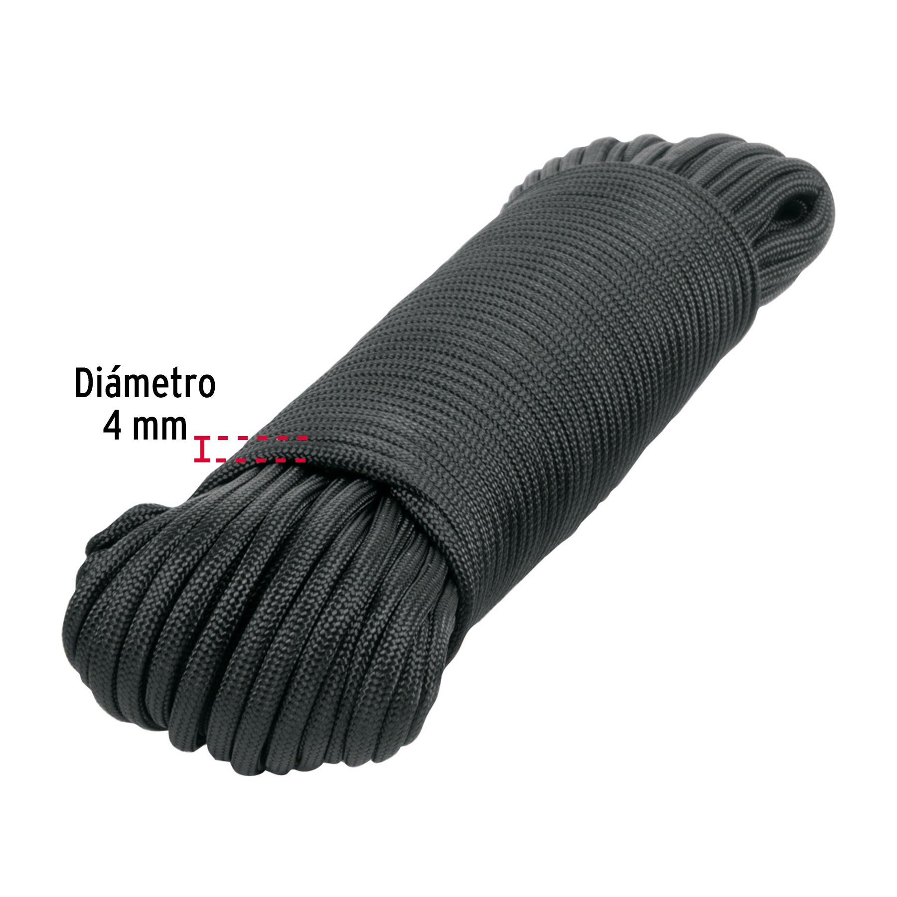 Piola de Nylon Paracord de 4mm x 30 m, negro, Fiero PIO-430NN 49704 MM00