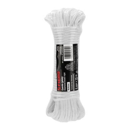 Piola de poliéster diamante de 5 mm x 15 m blanca, Fiero PIO-515P 48393 MM0