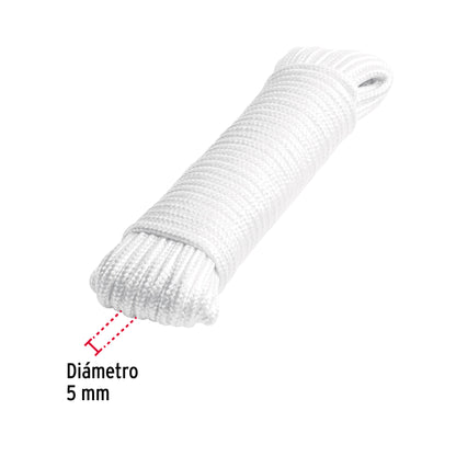 Piola de poliéster diamante de 5 mm x 15 m blanca, Fiero PIO-515P 48393 MM0