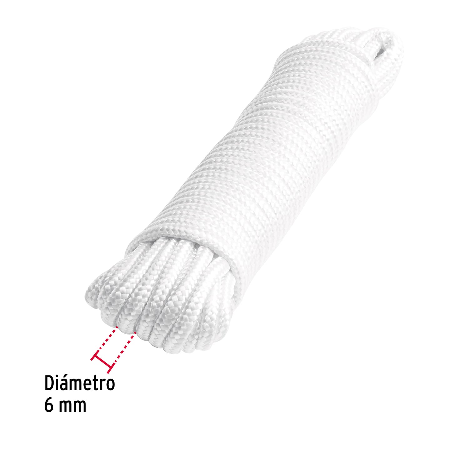 Piola de poliéster diamante de 6 mm x 15 m blanca, Fiero PIO-615P 48394 MM0