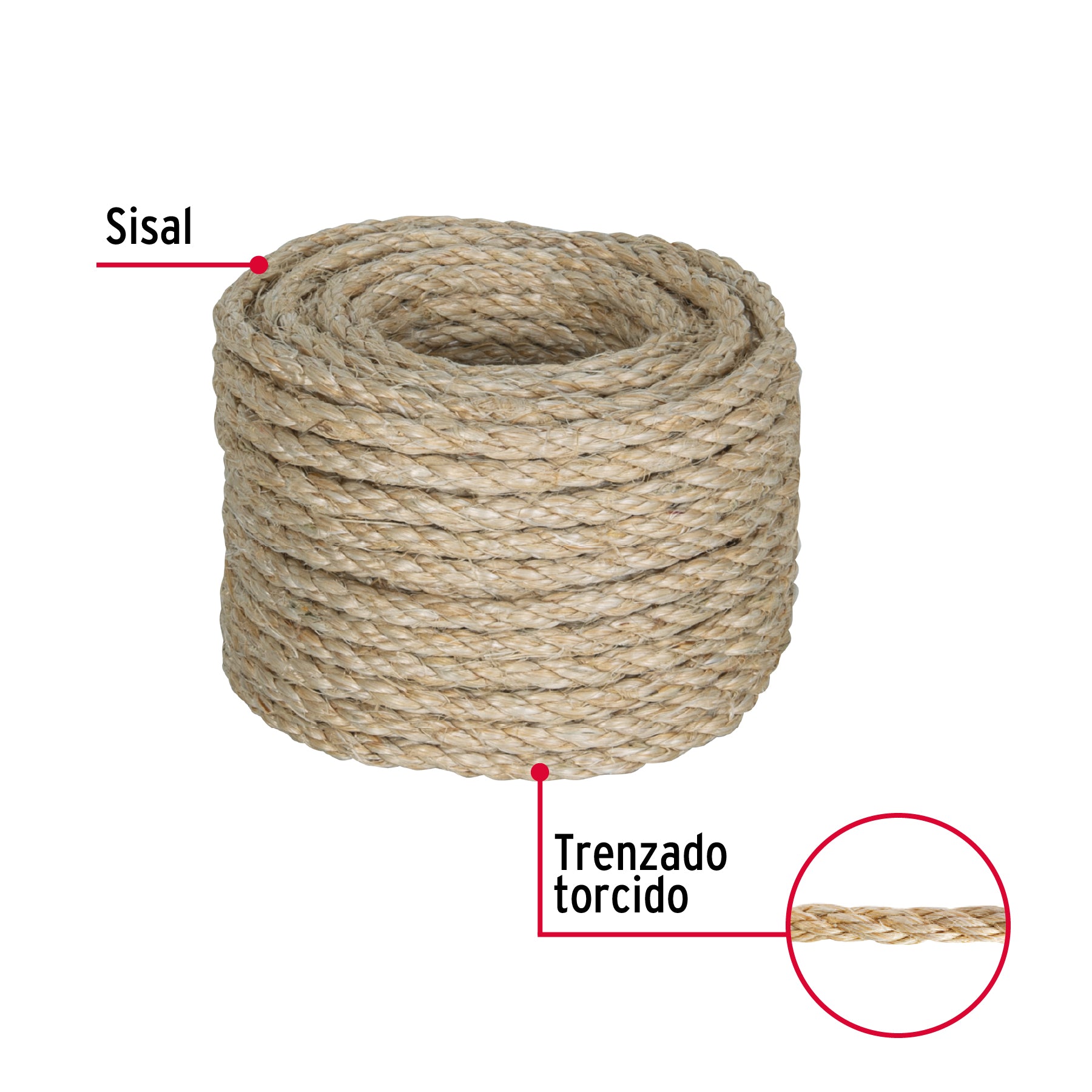 Piola de Sisal de 6 mm x 15 m natural, Fiero PIO-615S 45655 MM00