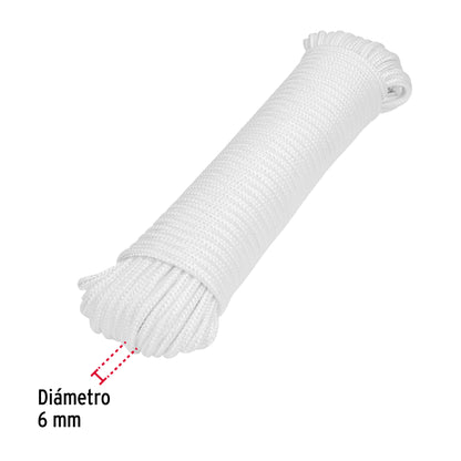 Piola de poliéster diamante de 6 mm x 30 m blanca, Fiero PIO-630P 48397 MM0