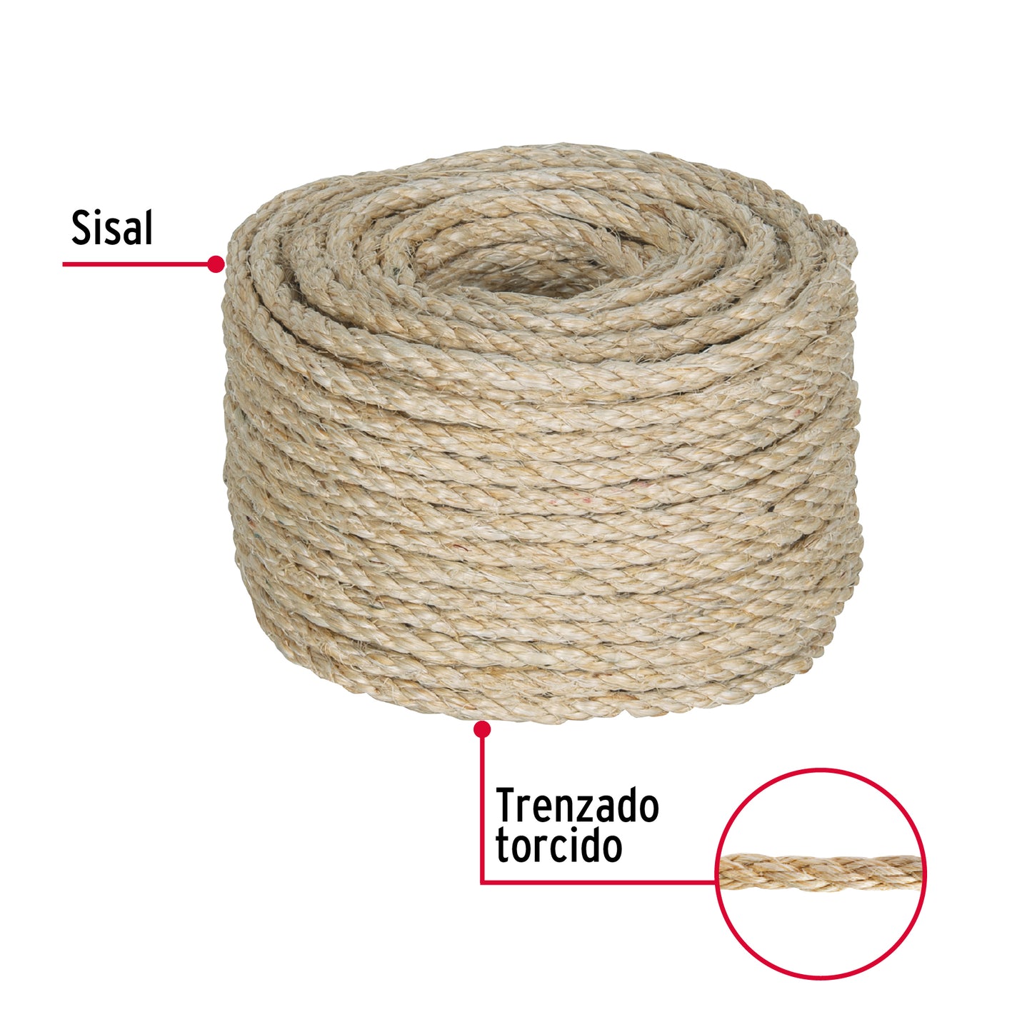 Piola de Sisal de 6 mm x 30 m natural, Fiero PIO-630S 45656 MM00