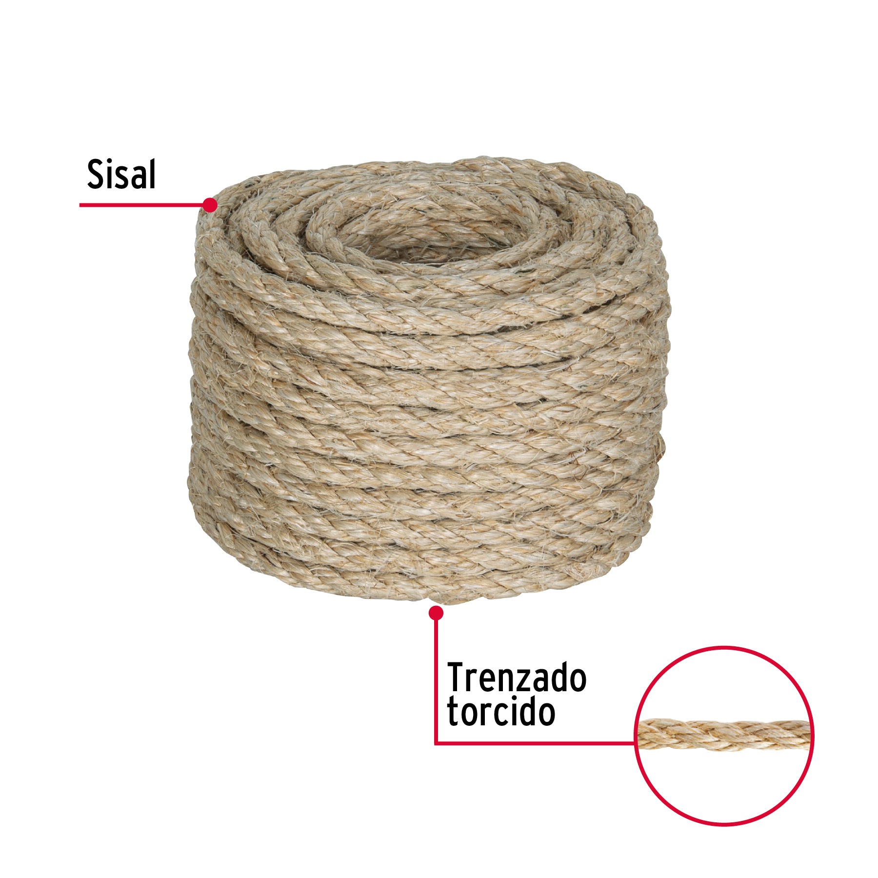 Piola de Sisal de 8 mm x 15 m natural, Fiero PIO-815S 45657 MM00