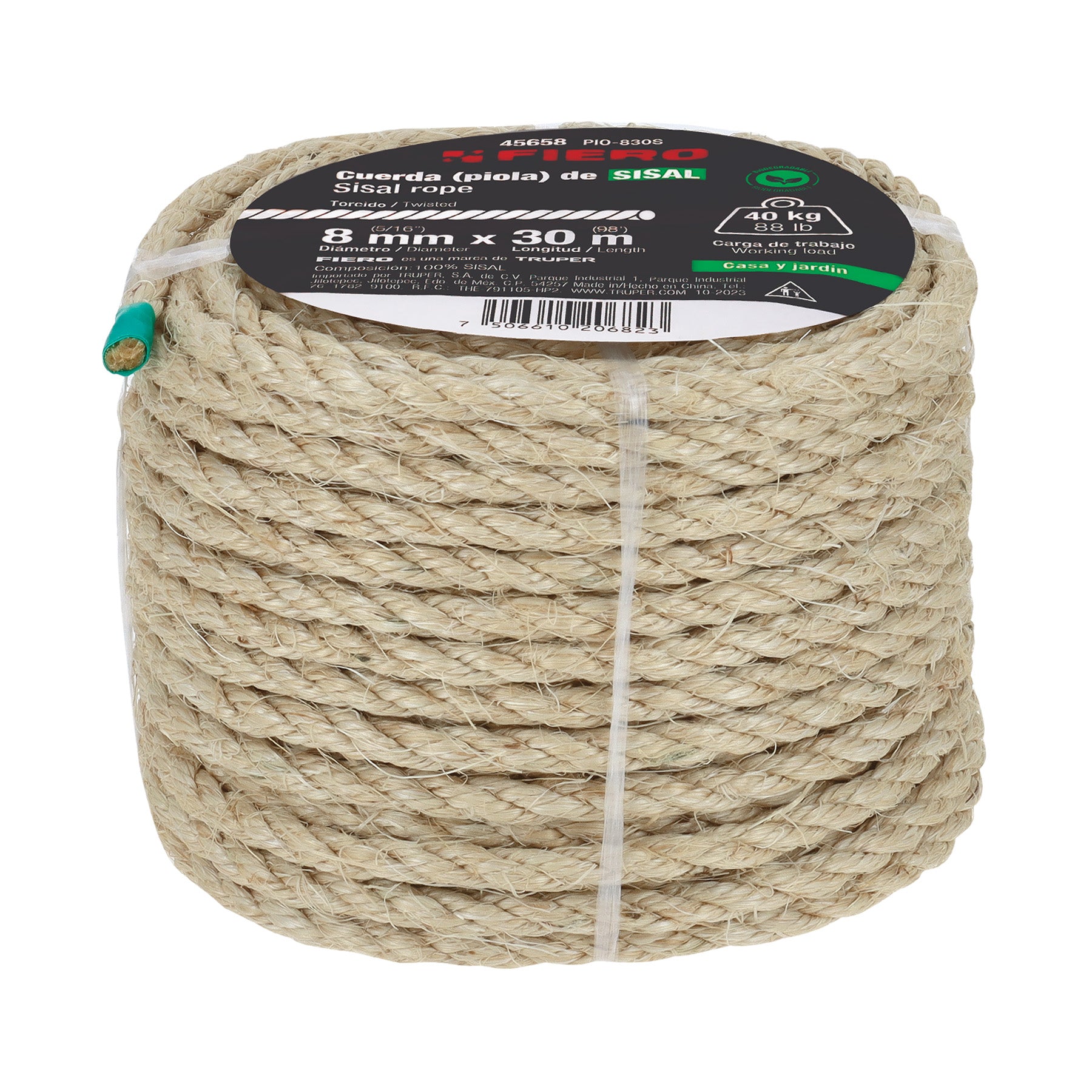 Piola de Sisal de 8 mm x 30 m natural, Fiero PIO-830S 45658 MM00