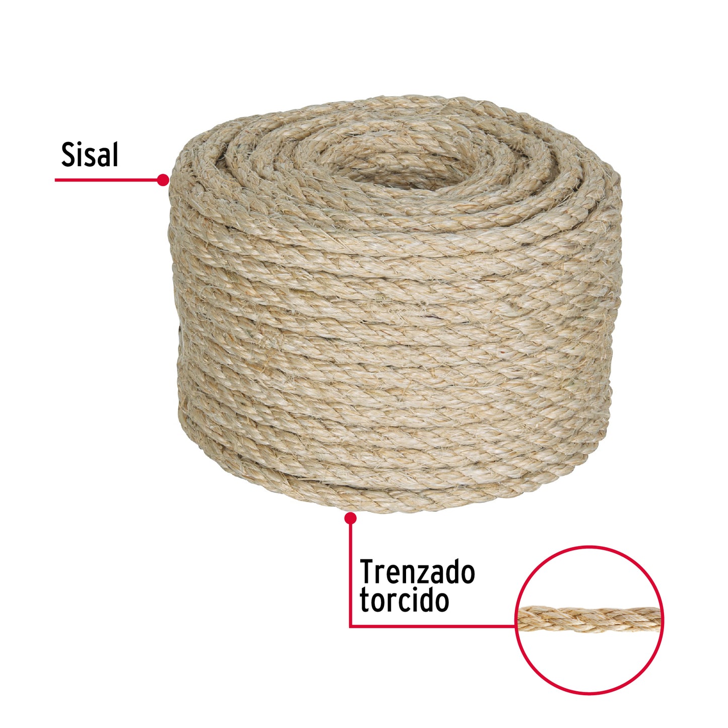 Piola de Sisal de 8 mm x 30 m natural, Fiero PIO-830S 45658 MM00