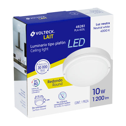 Plafón decorativo de LED 10 W redondo para baño, Volteck PLA-601L 46261 MM0