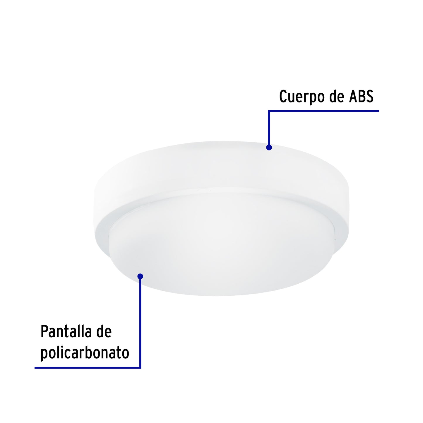 Plafón decorativo de LED 10 W redondo para baño, Volteck PLA-601L 46261 MM0