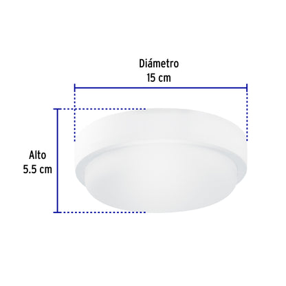 Plafón decorativo de LED 10 W redondo para baño, Volteck PLA-601L 46261 MM0