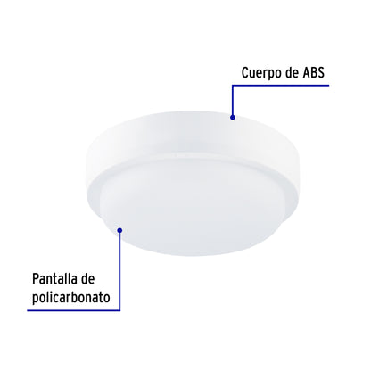 Plafón decorativo de LED 15 W redondo para baño, Volteck PLA-602L 46262 MM0