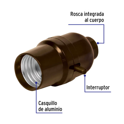 Portalámpara de baquelita, con interruptor de barra, Volteck POBA-11 46501 MM00