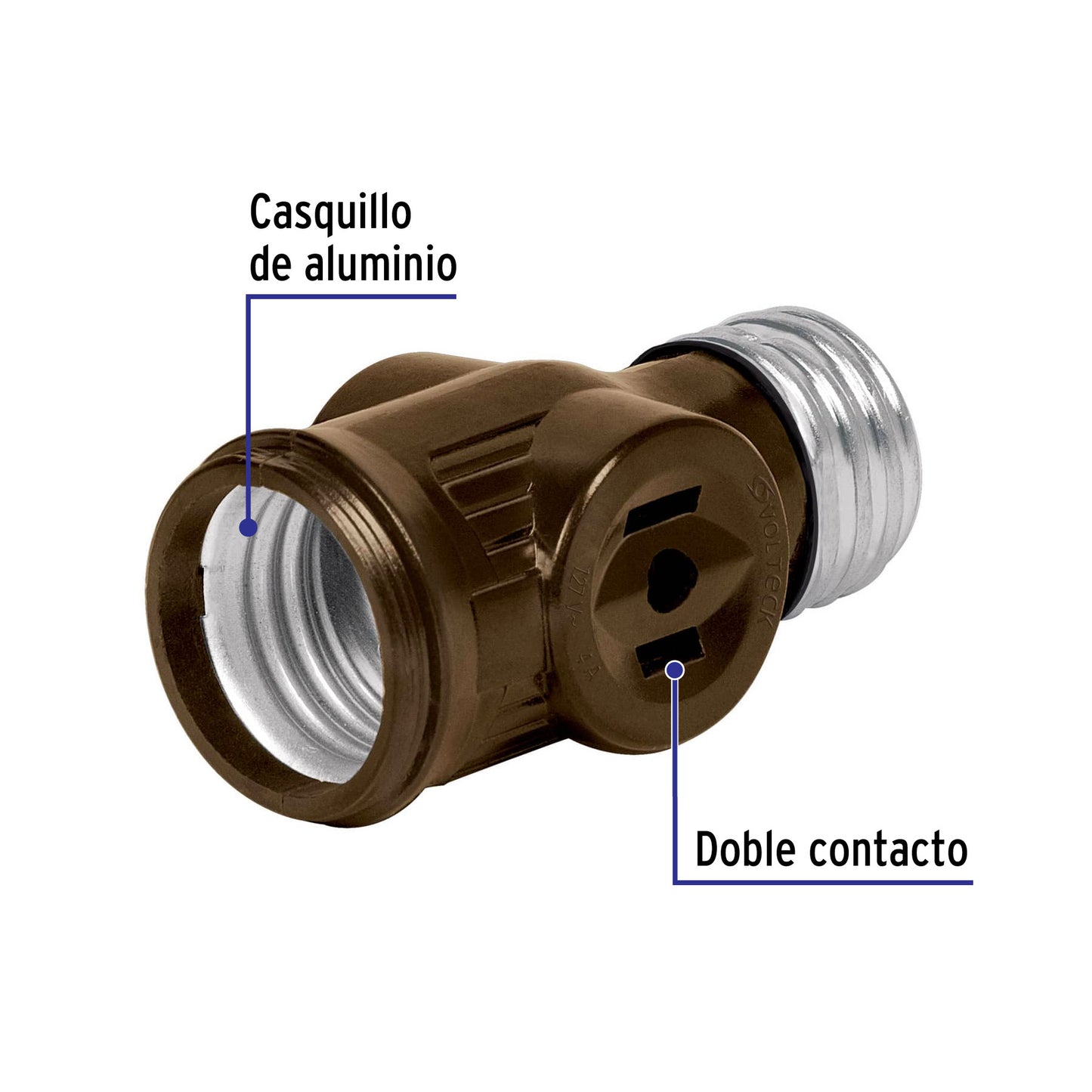 Portalámpara de baquelita, doble contacto, Volteck POBA-12 46511 MM00