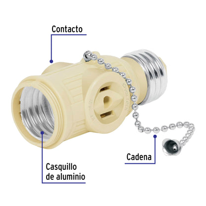 Portalámpara de baquelita, con interruptor de cadena,Volteck POBA-17 46515 MM00