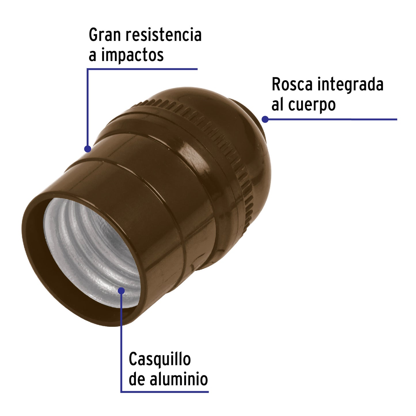 Portalámpara de policarbonato, sencillo, Volteck POBS-10 46542 MM00