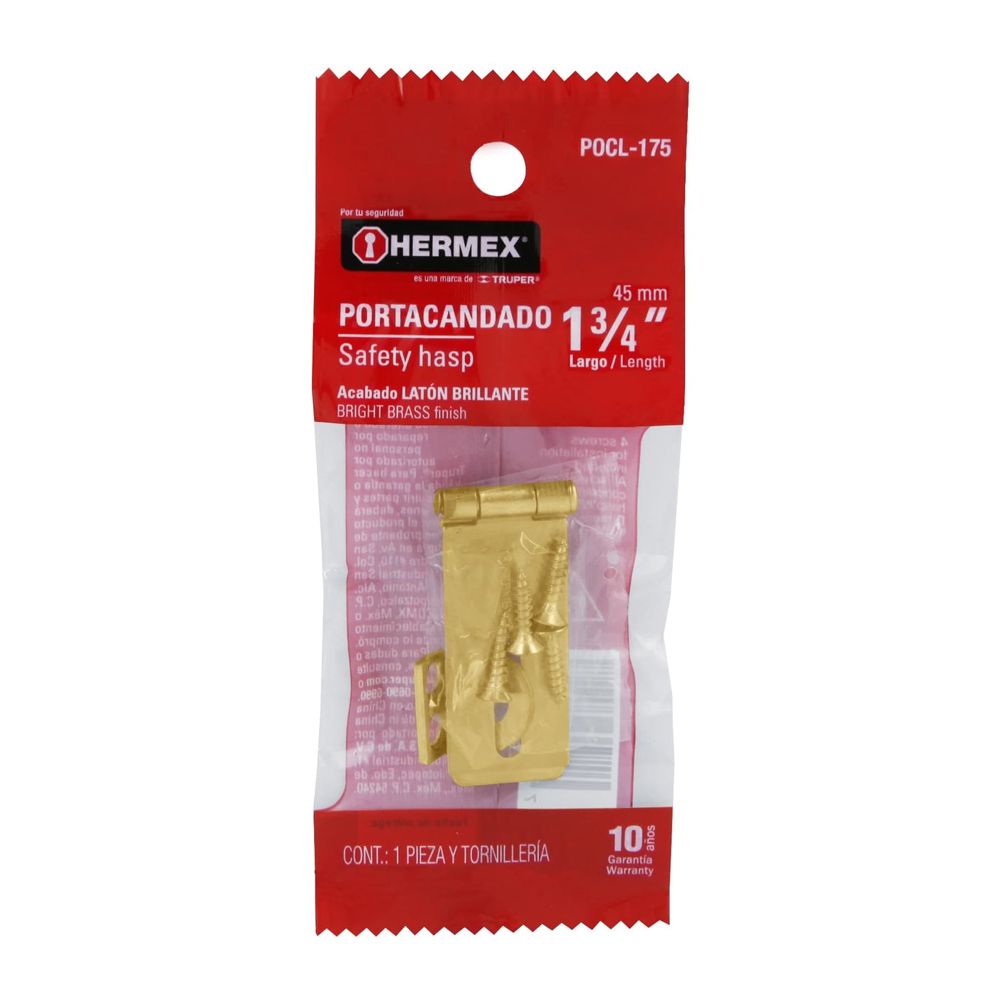 Portacandado de acero latonado 1-3/4', Hermex POCL-175 43730 MM0