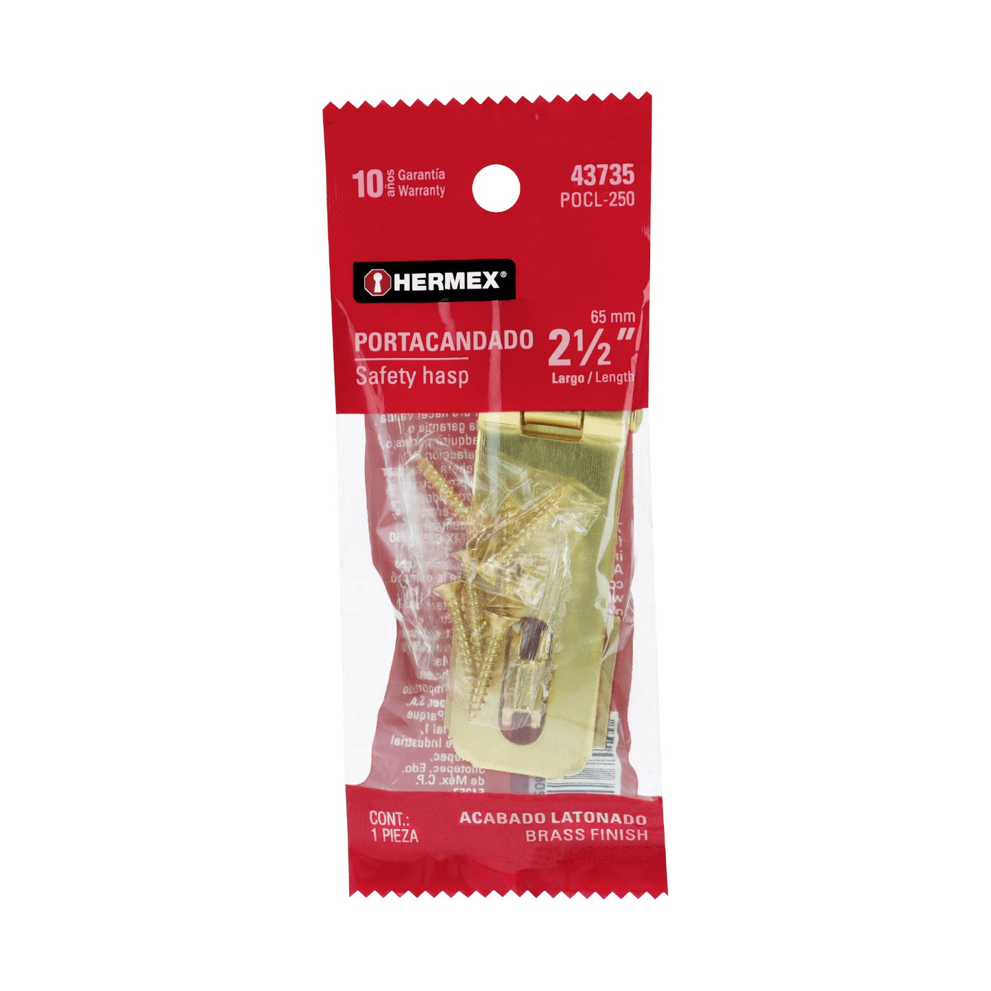 Portacandado de acero latonado 2-1/2', Hermex POCL-250 43735 MM0