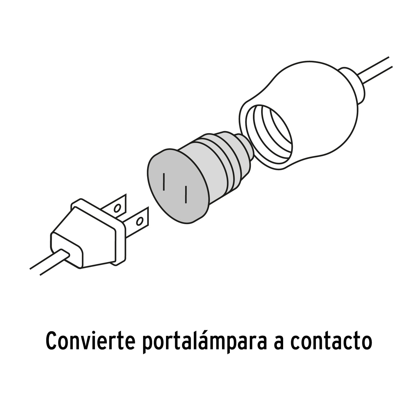 Adaptador de portalámpara a contacto, Volteck POCO-12 46490 MM00