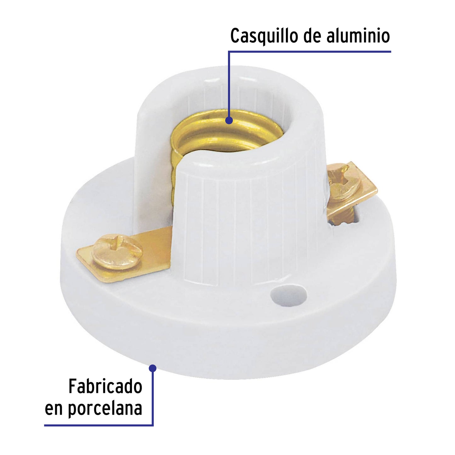 Portalámpara de porcelana para candil, Volteck POPO-10 46531 MM00