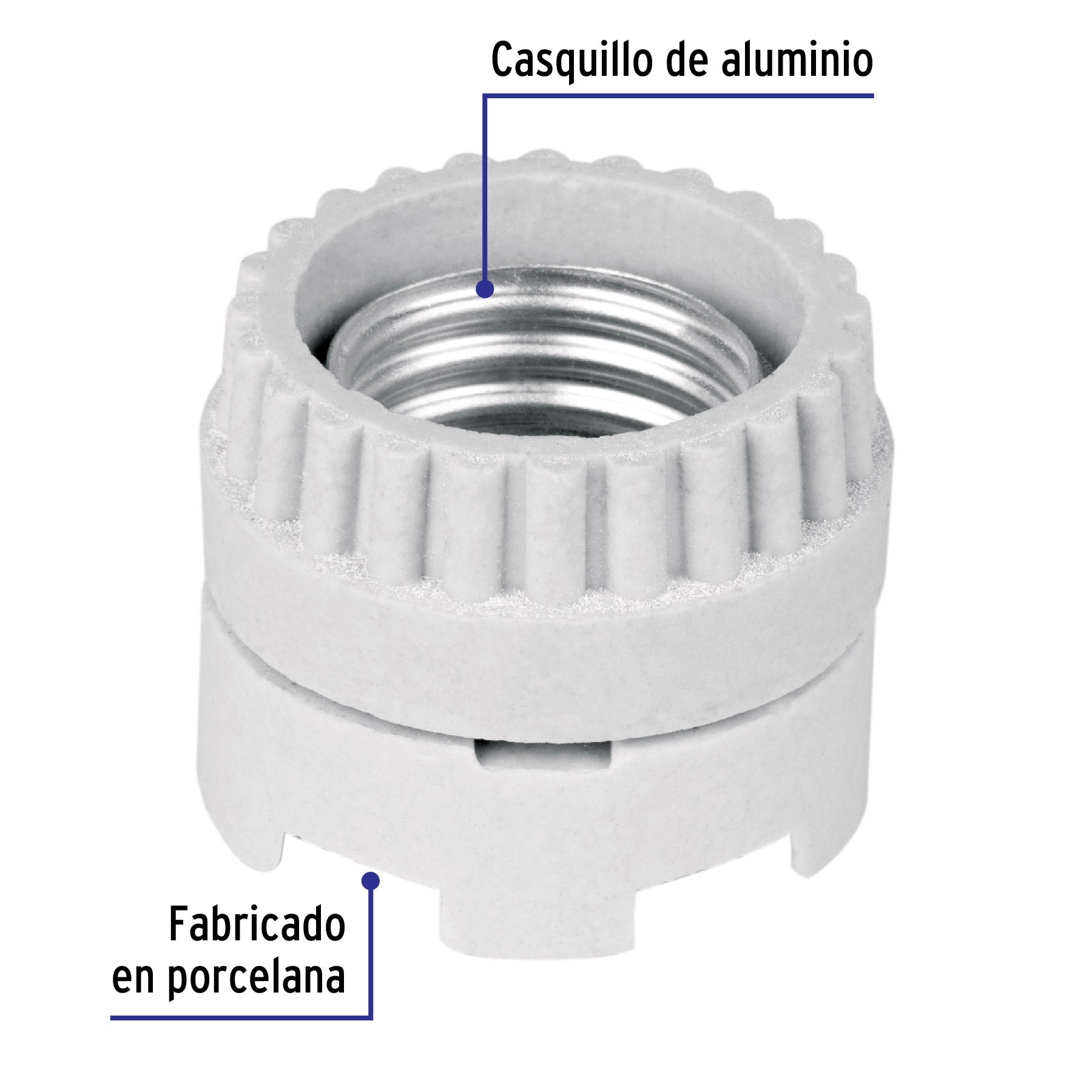 Portalámpara de porcelana, tipo anuncio, Volteck POPO-13 46521 MM00