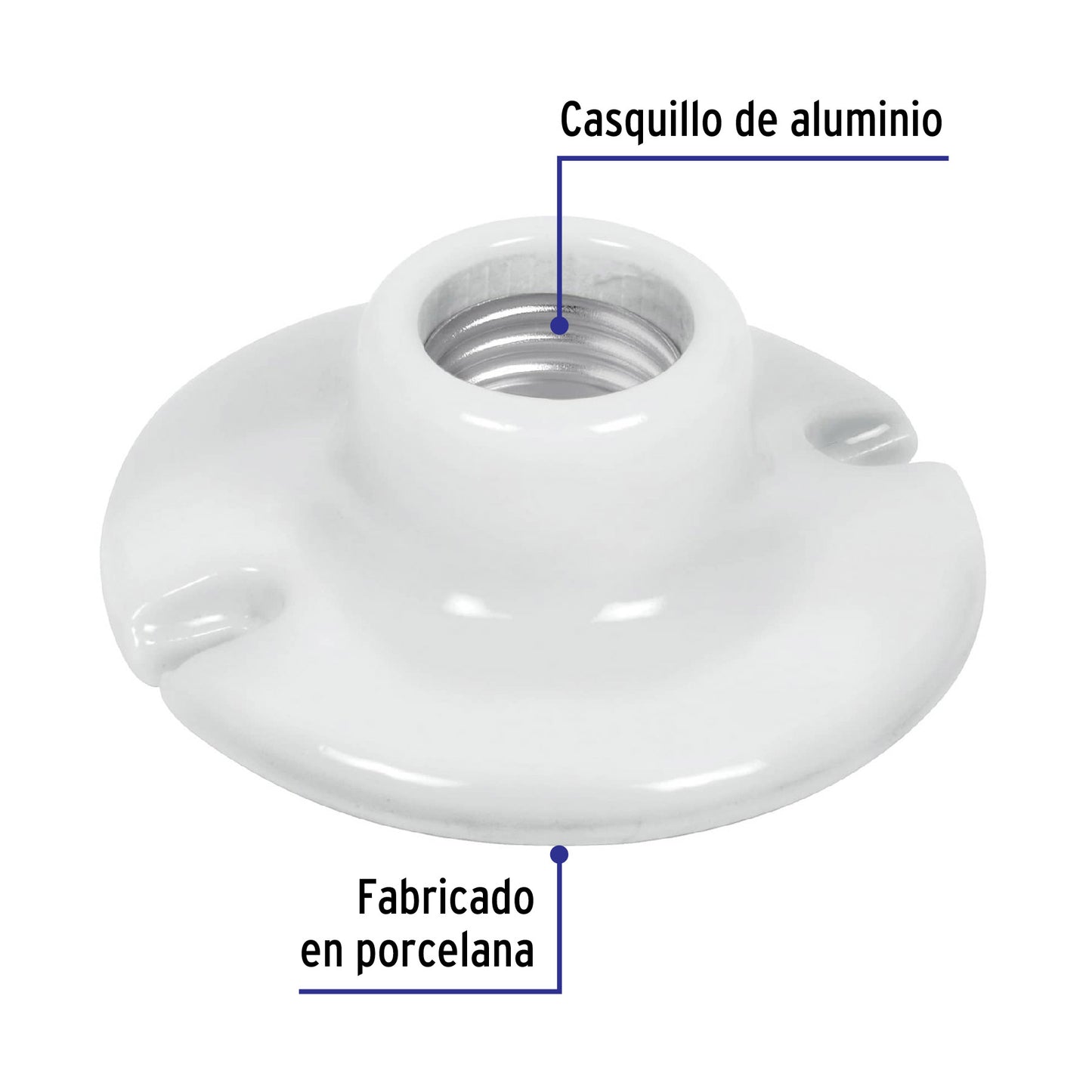 Portalámpara de porcelana, 3-1/2', redonda, Volteck POPO-15 46523 MM0