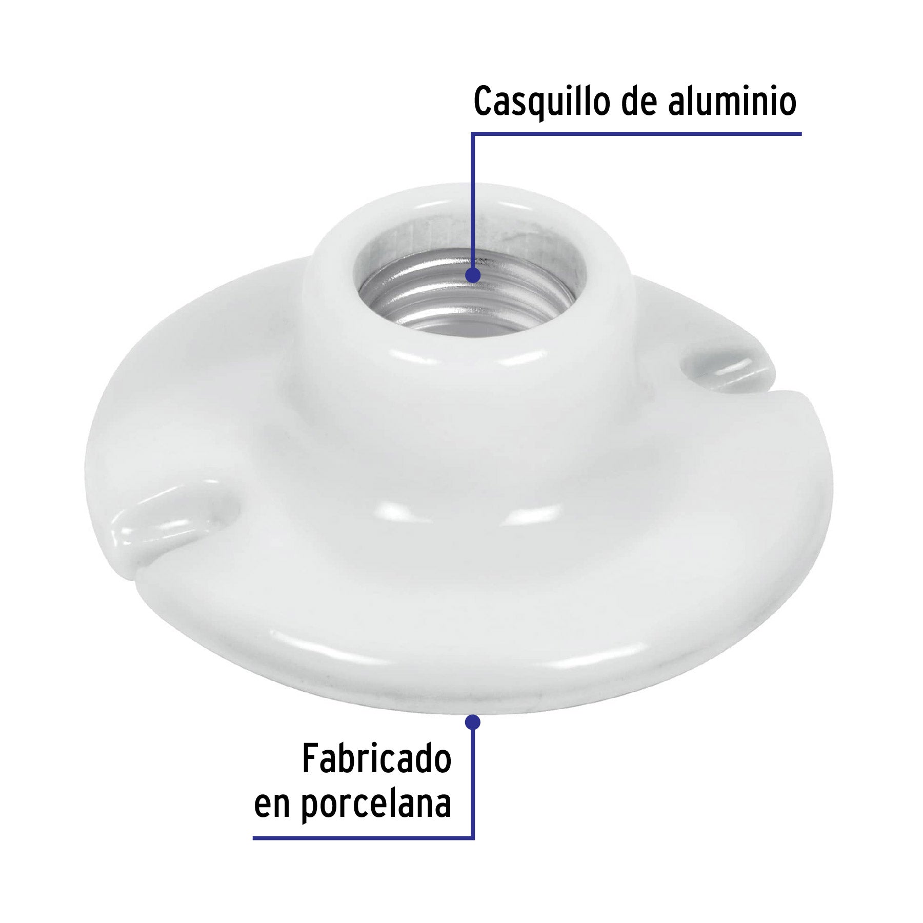 Portalámpara de porcelana, 3-1/2', redonda, Volteck POPO-15 46523 MM0