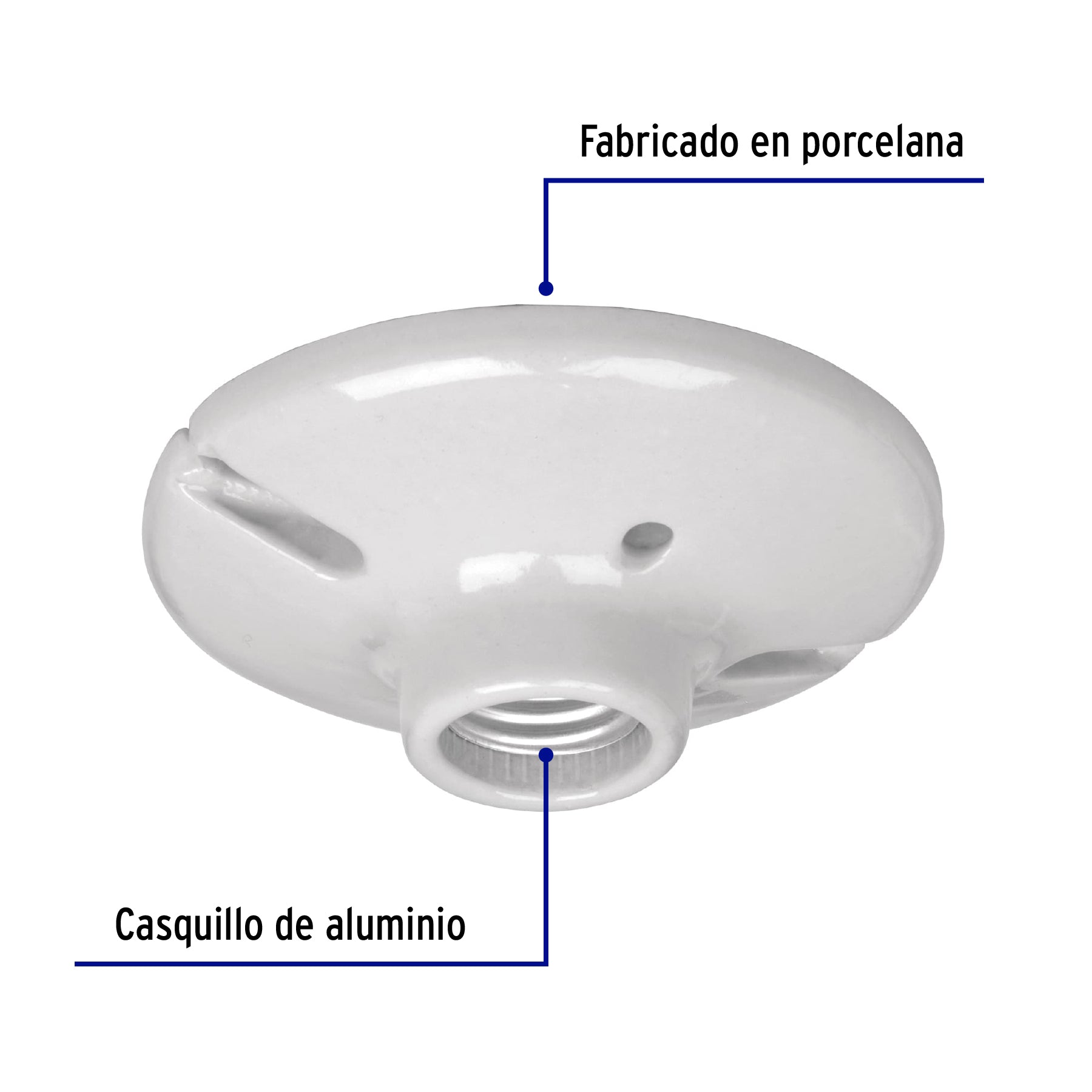 Portalámpara de porcelana, 4-1/2', redonda, a granel Volteck POPO-18G 47915 MM1