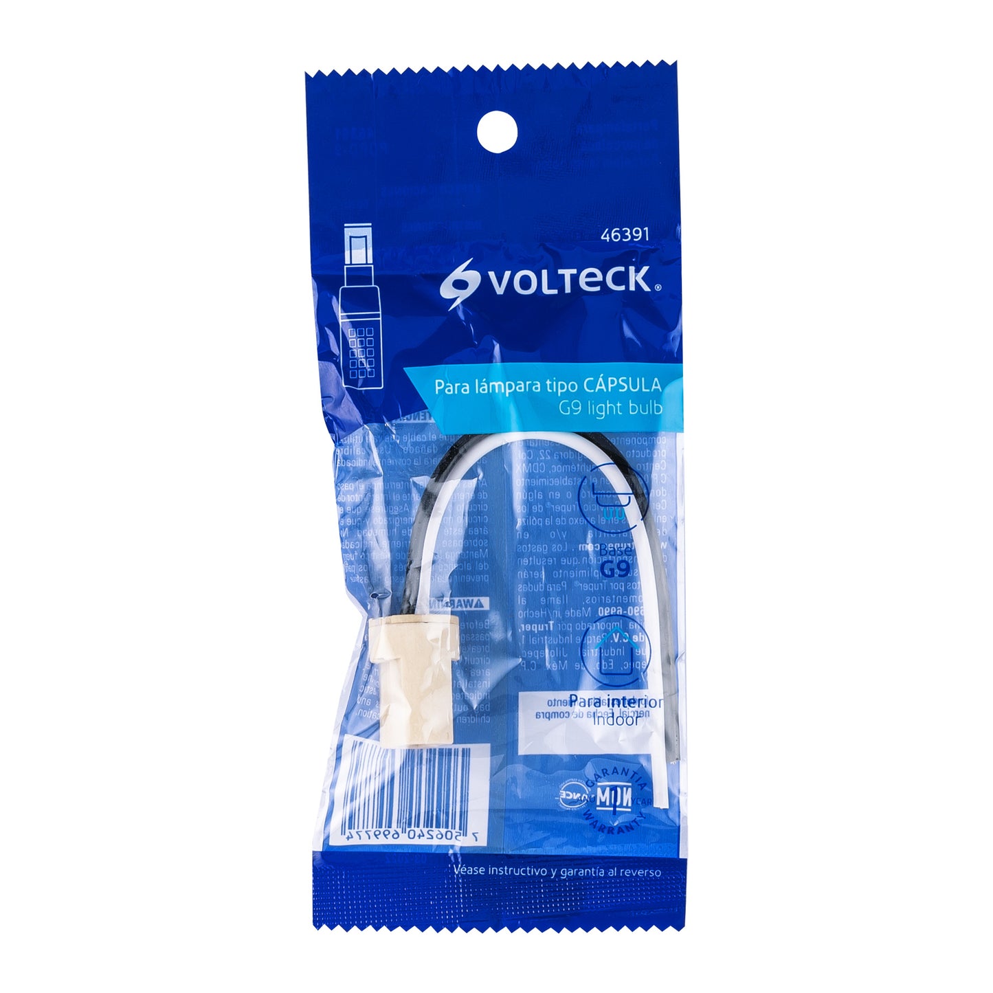 Portalámpara de porcelana para base G9, Volteck POPO-9 46391 MM00