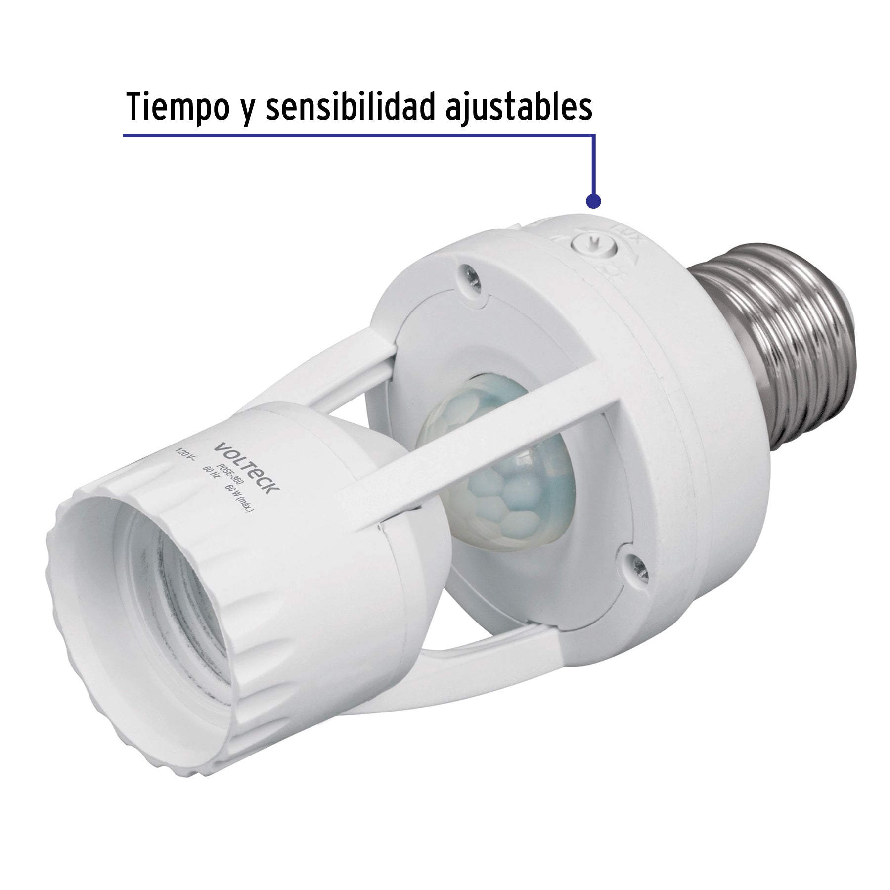 Portalámpara con sensor de movimiento 360°, Volteck POSE-360 46274 MM00