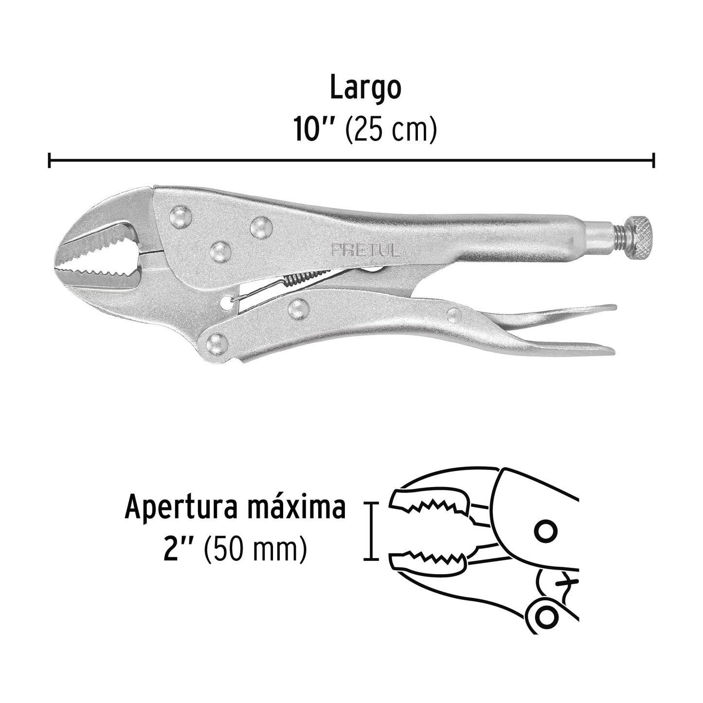 Pinza de presión 10' mordaza recta, Pretul PP-10R 22702 MM0