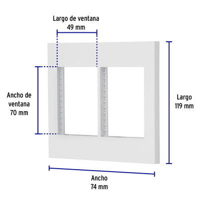 Placa 2 ventanas, 6 módulos, línea Española, color blanco PP6M-EB 47065 MM00