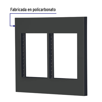 Placa 2 ventanas, 6 módulos, línea Española, color negro PP6M-EN 47999 MM00