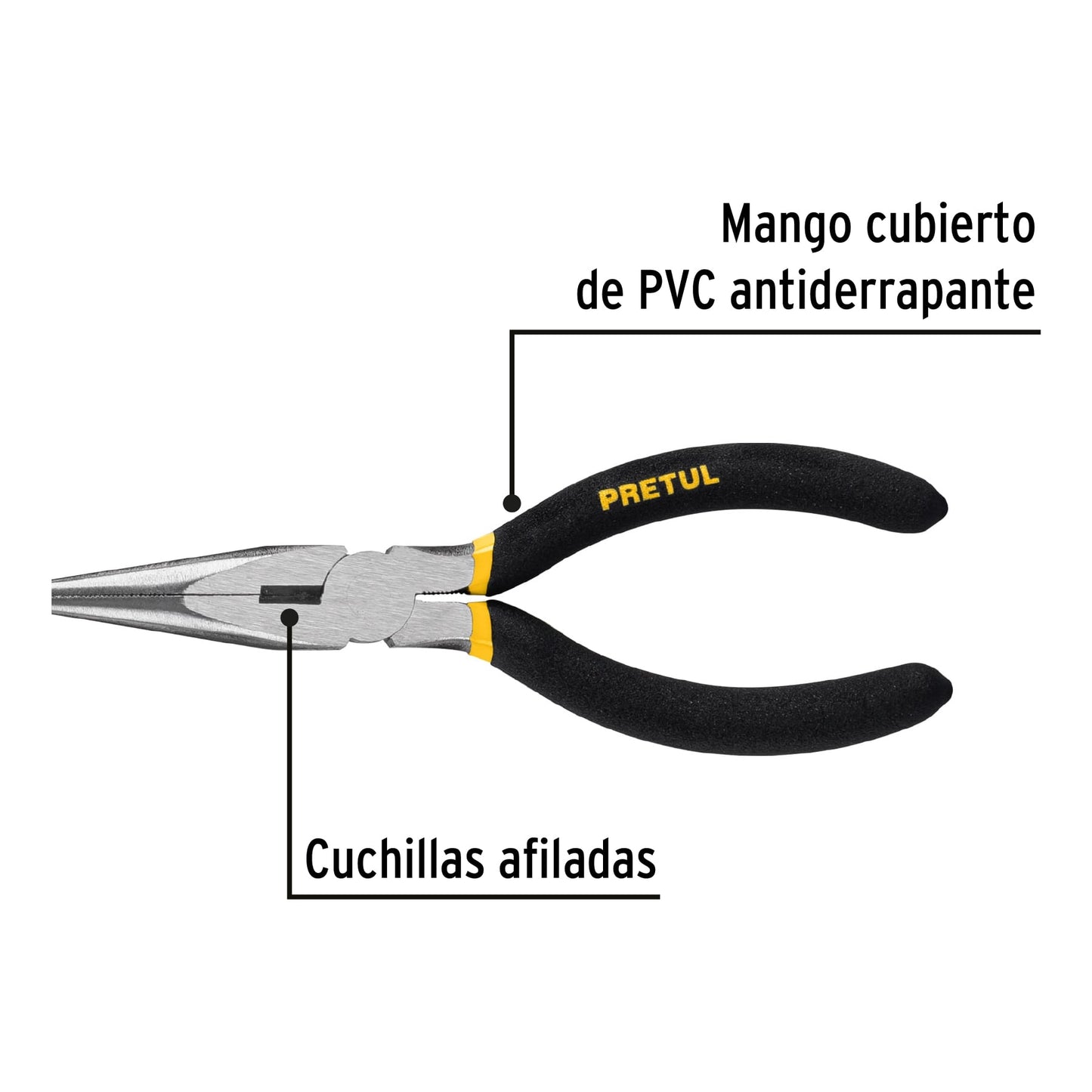 Pinza de punta y corte 6' mango de PVC, Pretul PPC-6P 22624 MM0