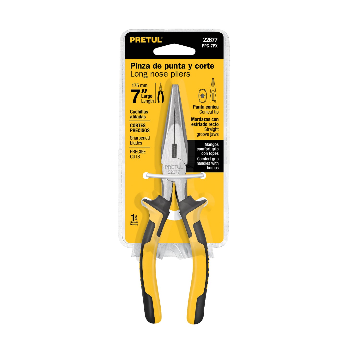 Pinza de punta y corte 7' mango Comfort Grip, Pretul PPC-7PX 22677 MM0