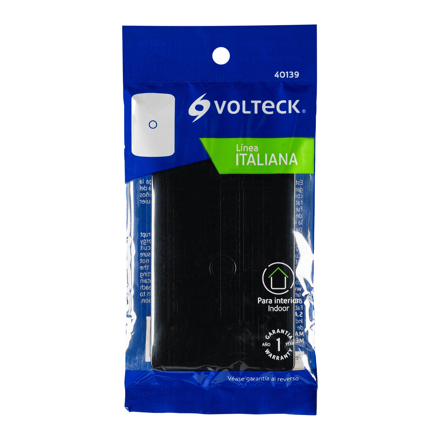 Placa ciega, Italiana, color negro, Volteck PPC-IN  40139 MM00