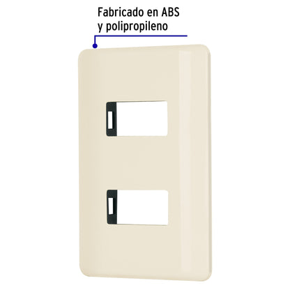 Placa 2 módulos, marfil, línea Volteck Basic PPDO-BI 27232 MM00