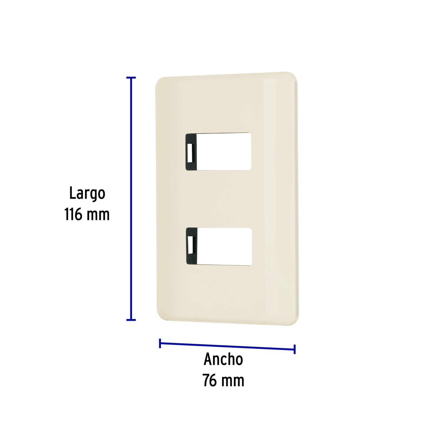 Placa 2 módulos, marfil, línea Volteck Basic PPDO-BI 27232 MM00