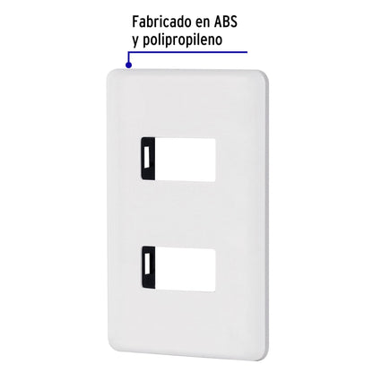 Placa 2 módulos de ABS, blanca, Volteck Basic PPDO-B 27223 MM00