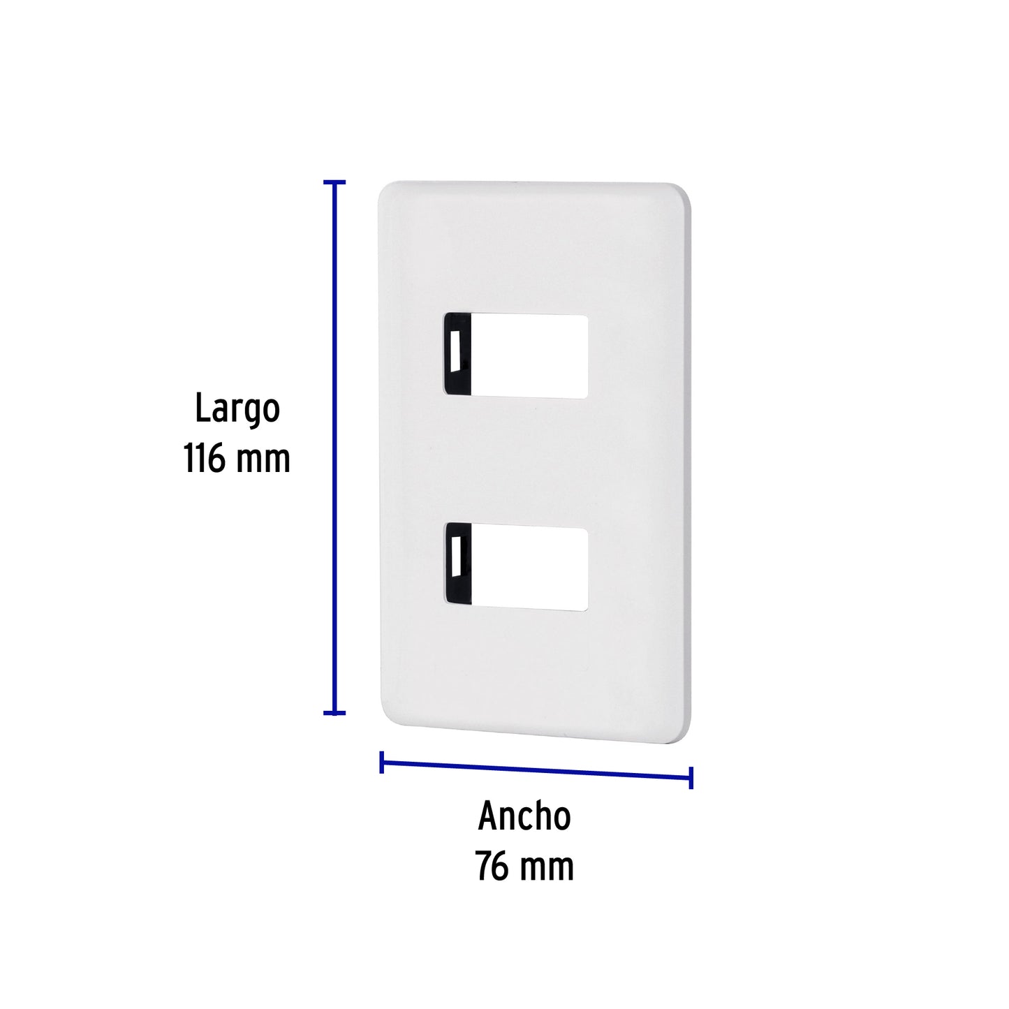 Placa 2 módulos de ABS, blanca, Volteck Basic PPDO-B 27223 MM00